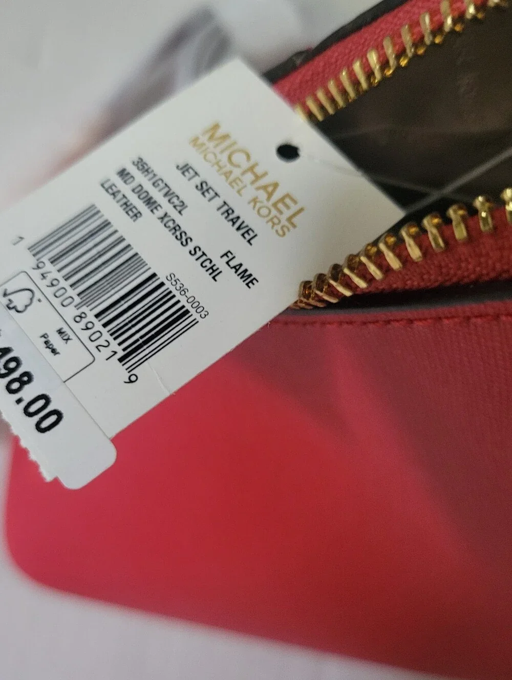 MICHAEL KORS Red Saffiano Dome Satchel with Gold Hardware